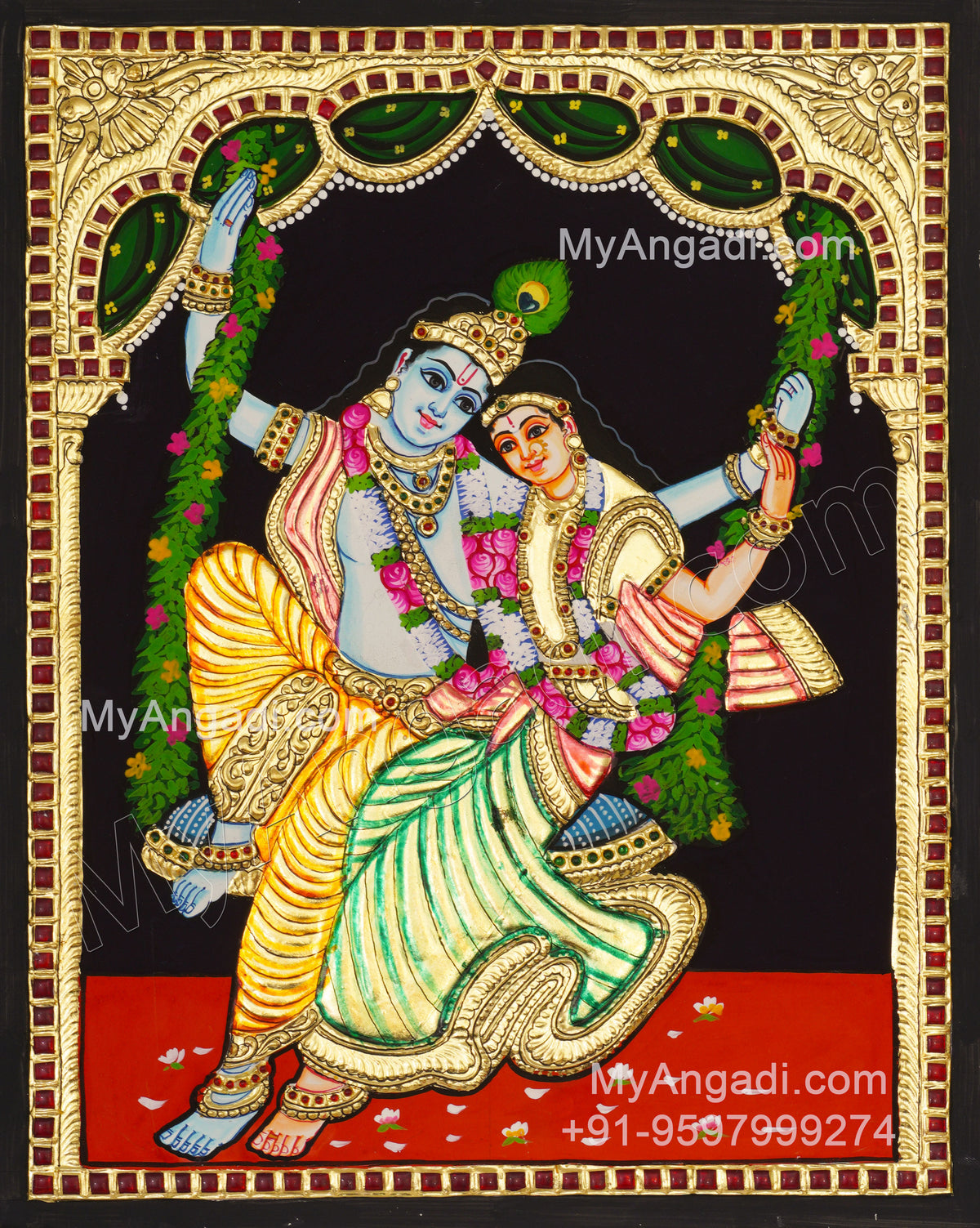 Jhula Radha Krishna Tanjore Painting