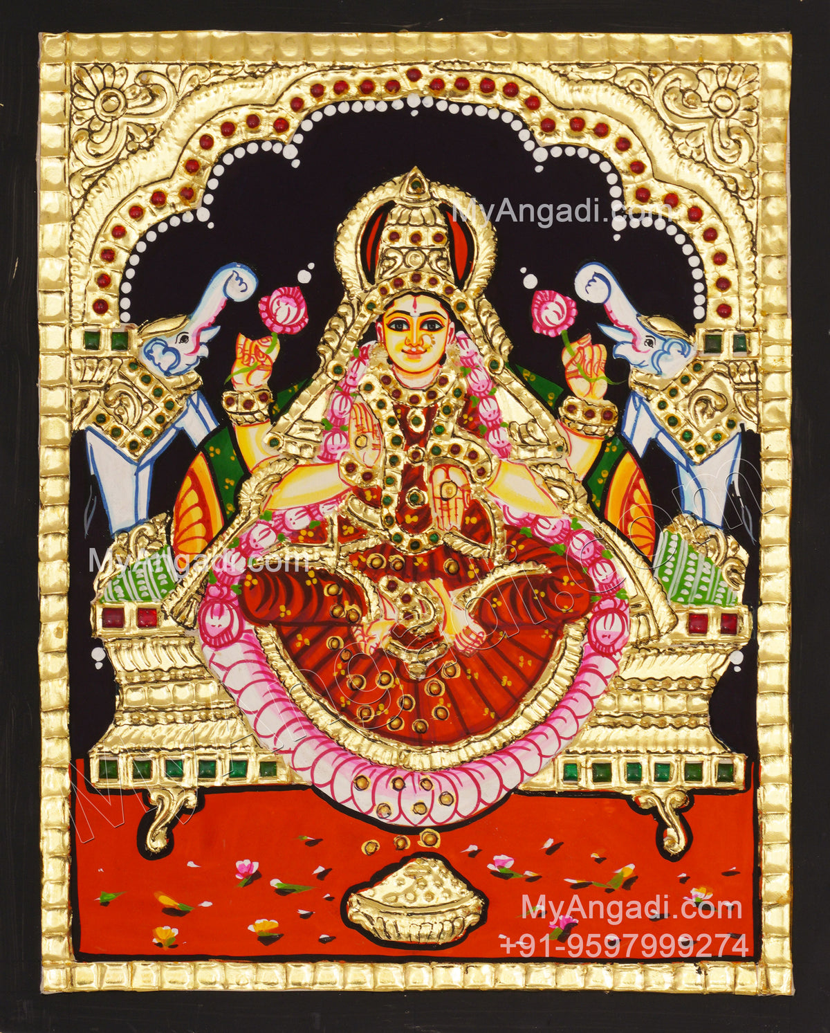 Gajalakshmi Devi Tanjore Painting