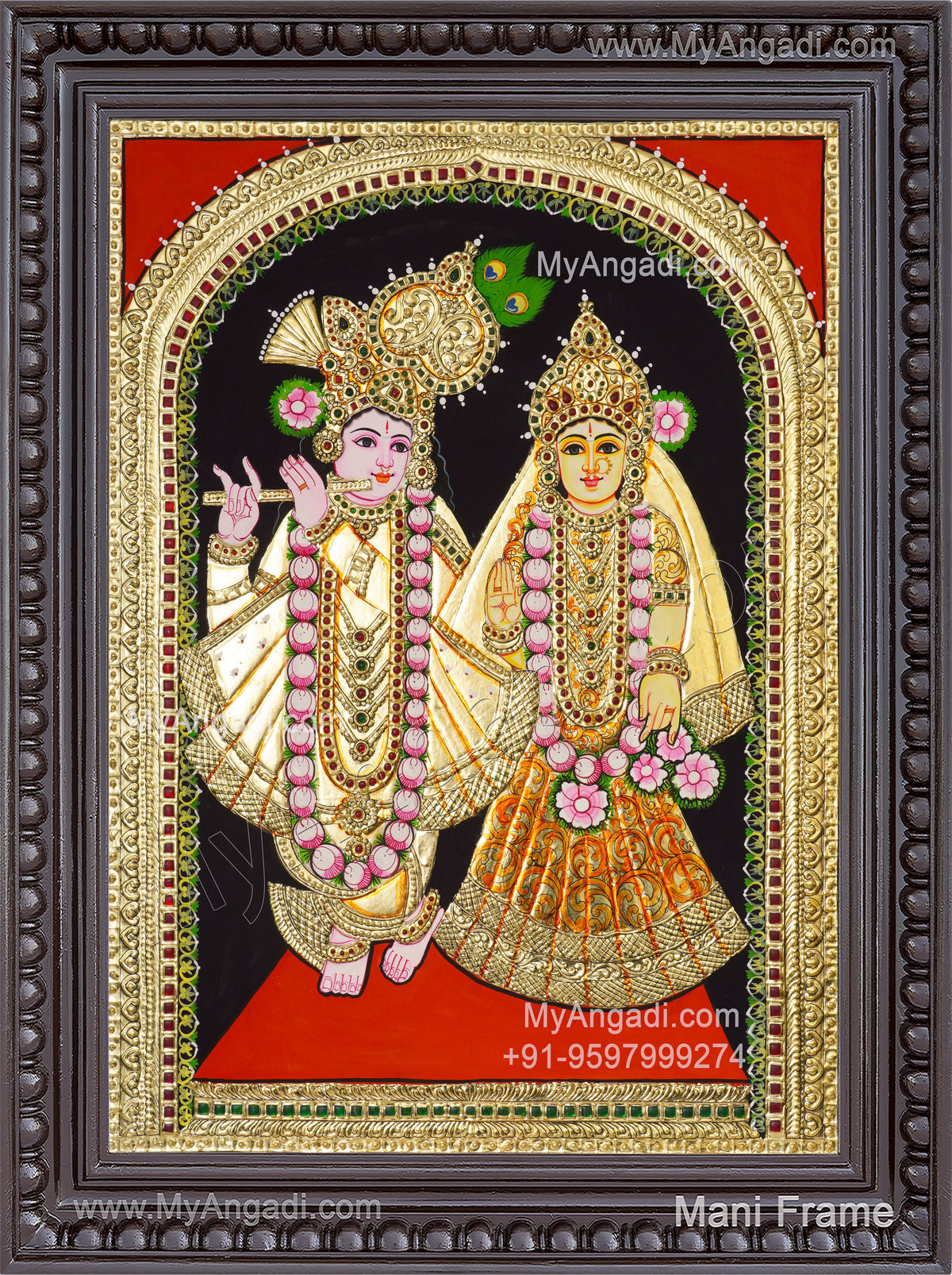 Krishna Radha Tanjore Painting, Radha Krishna Tanjore Painting