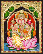Ganesha On Lotus Tanjore Paintings