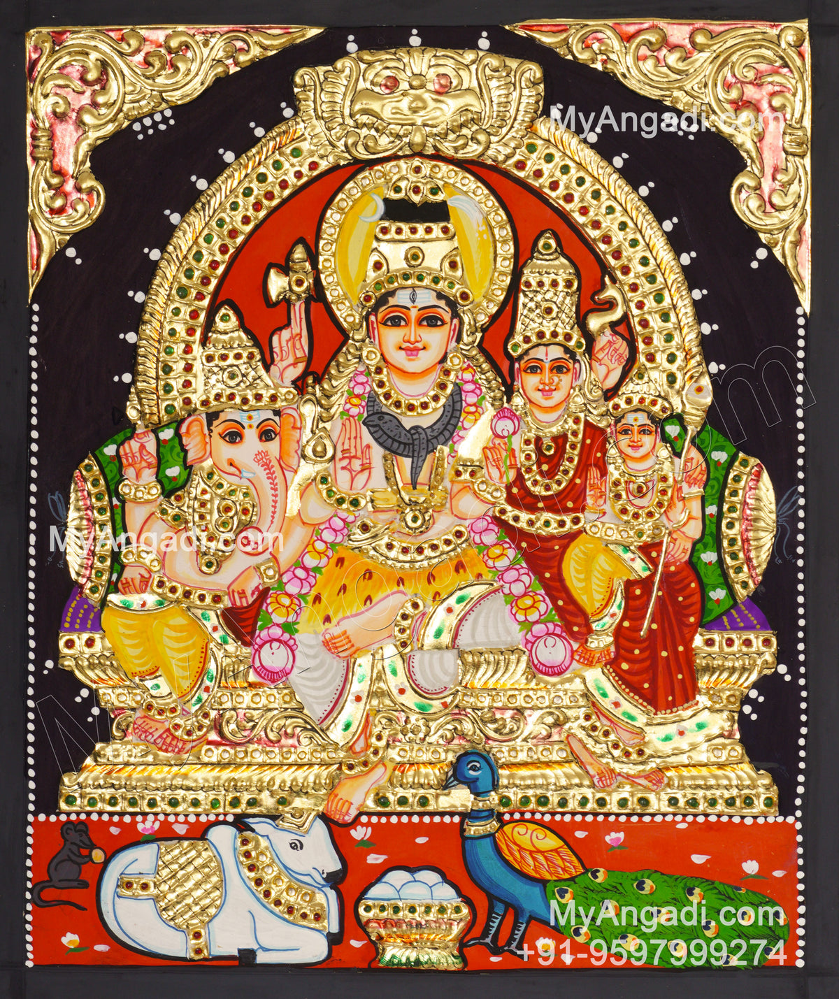 Shivan Family Tanjore Painting