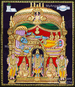 2D Ranganathar Sri Devi Bhu Devi Tanjore Painting