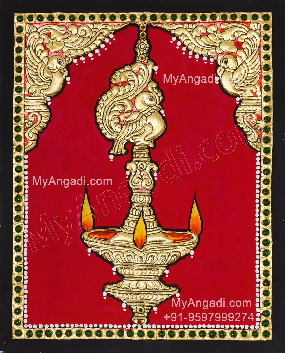 Vilakku Lamp Tanjore Painting