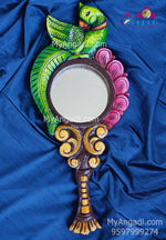 Vagai Wood Parrot Decorative Hand Mirror