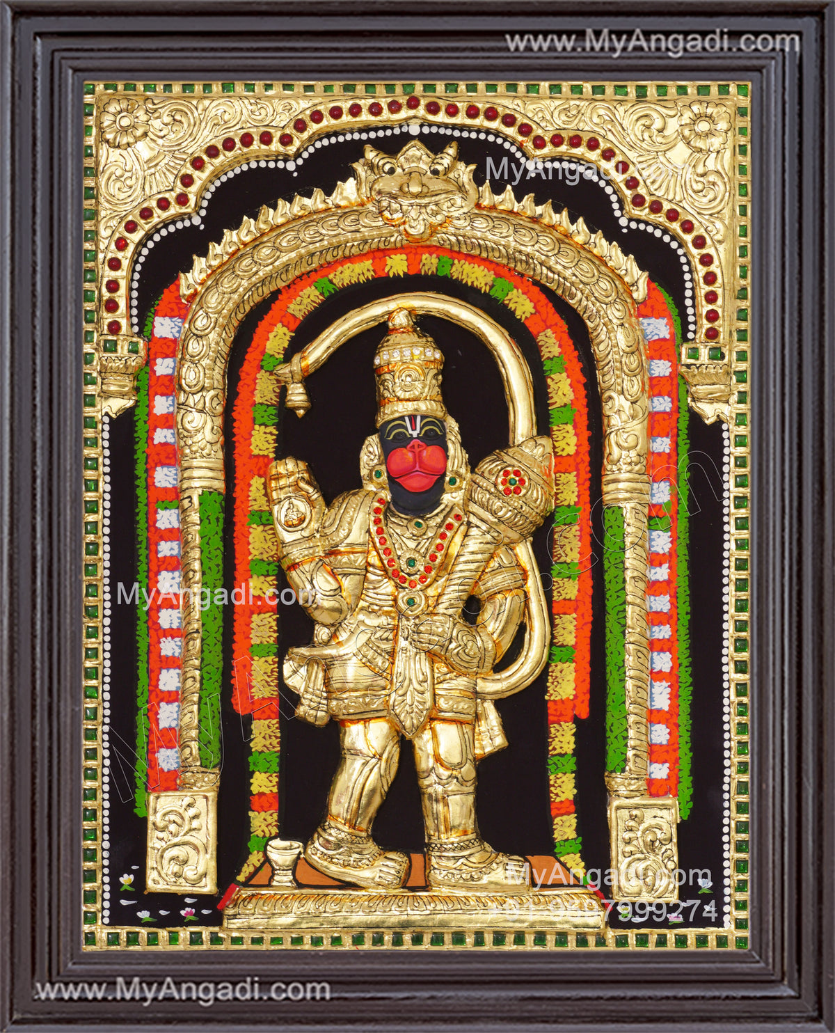 Ashtamsa Hanuman 3D Tanjore Painting