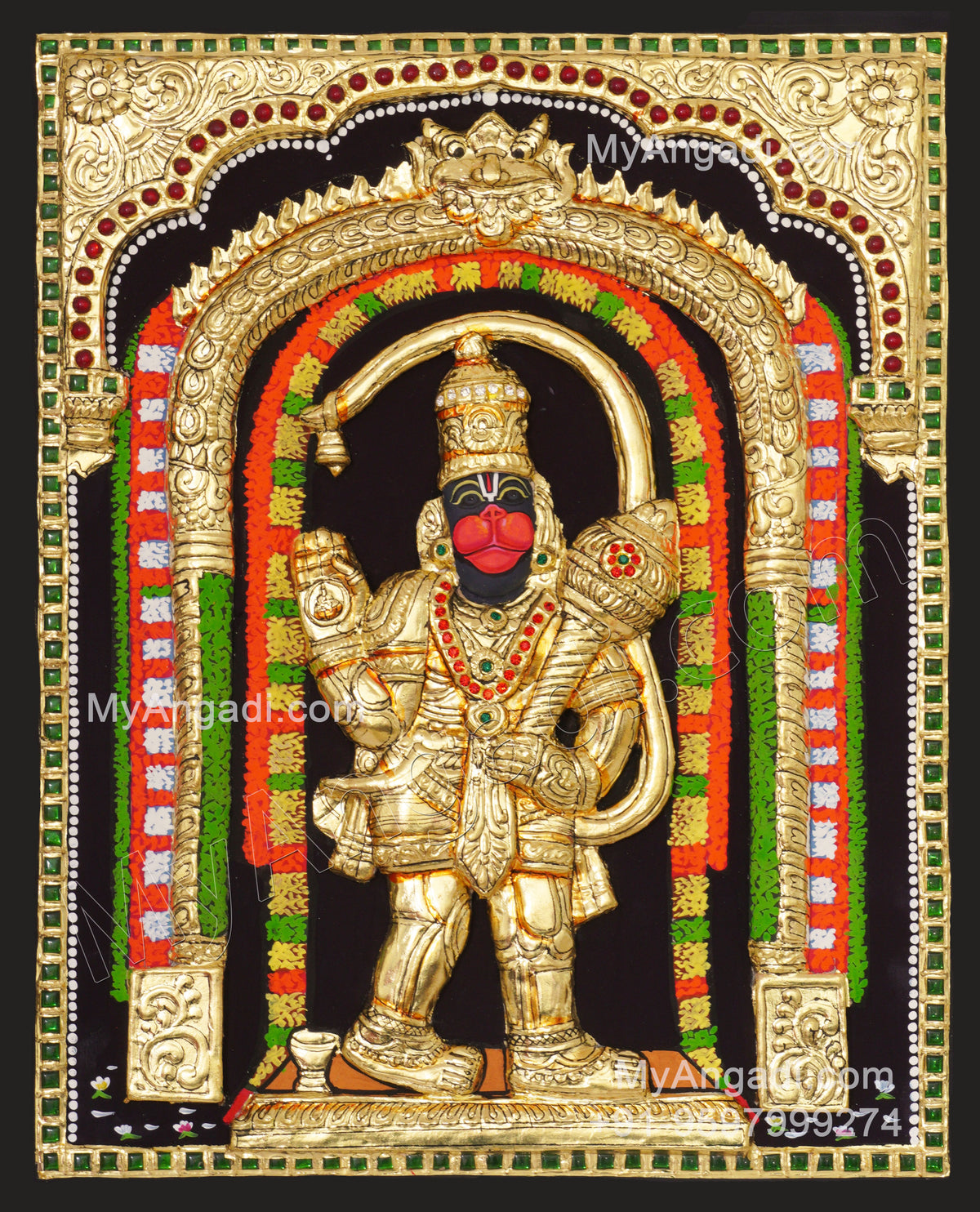 Ashtamsa Hanuman 3D Tanjore Painting