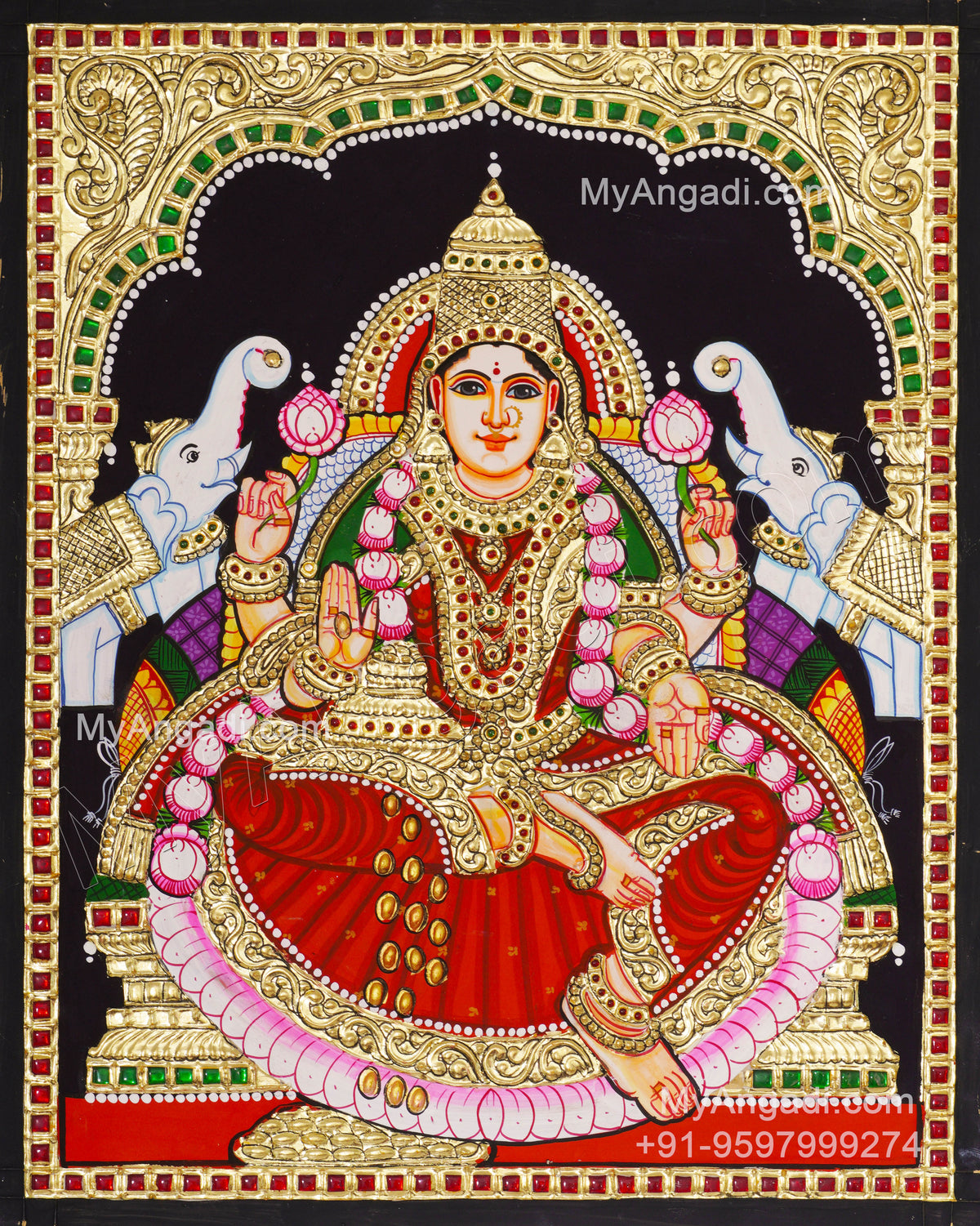 Gajalakshmi Tanjore Painting