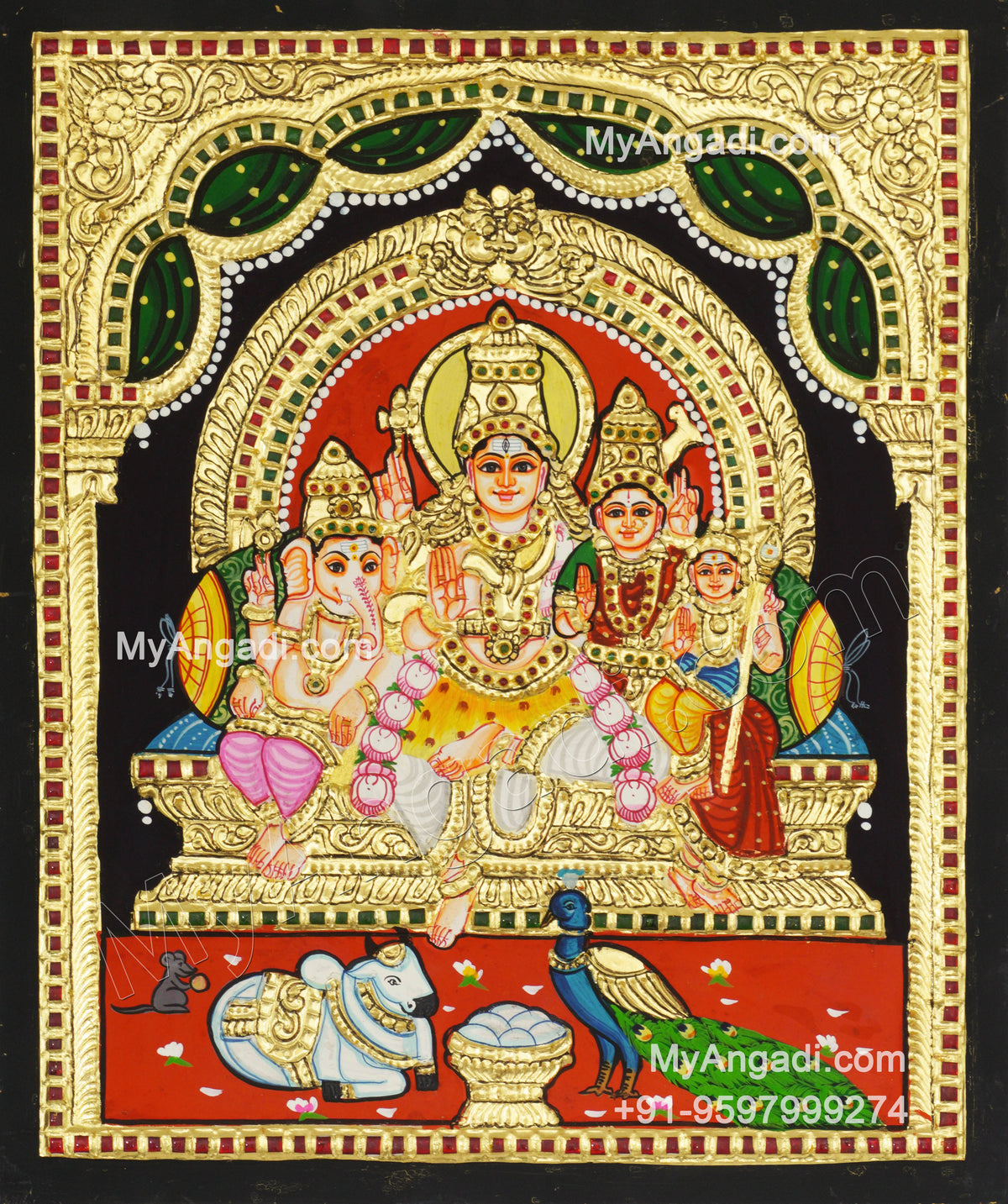 Shiva Family Tanjore Painting - Shiva Parivar