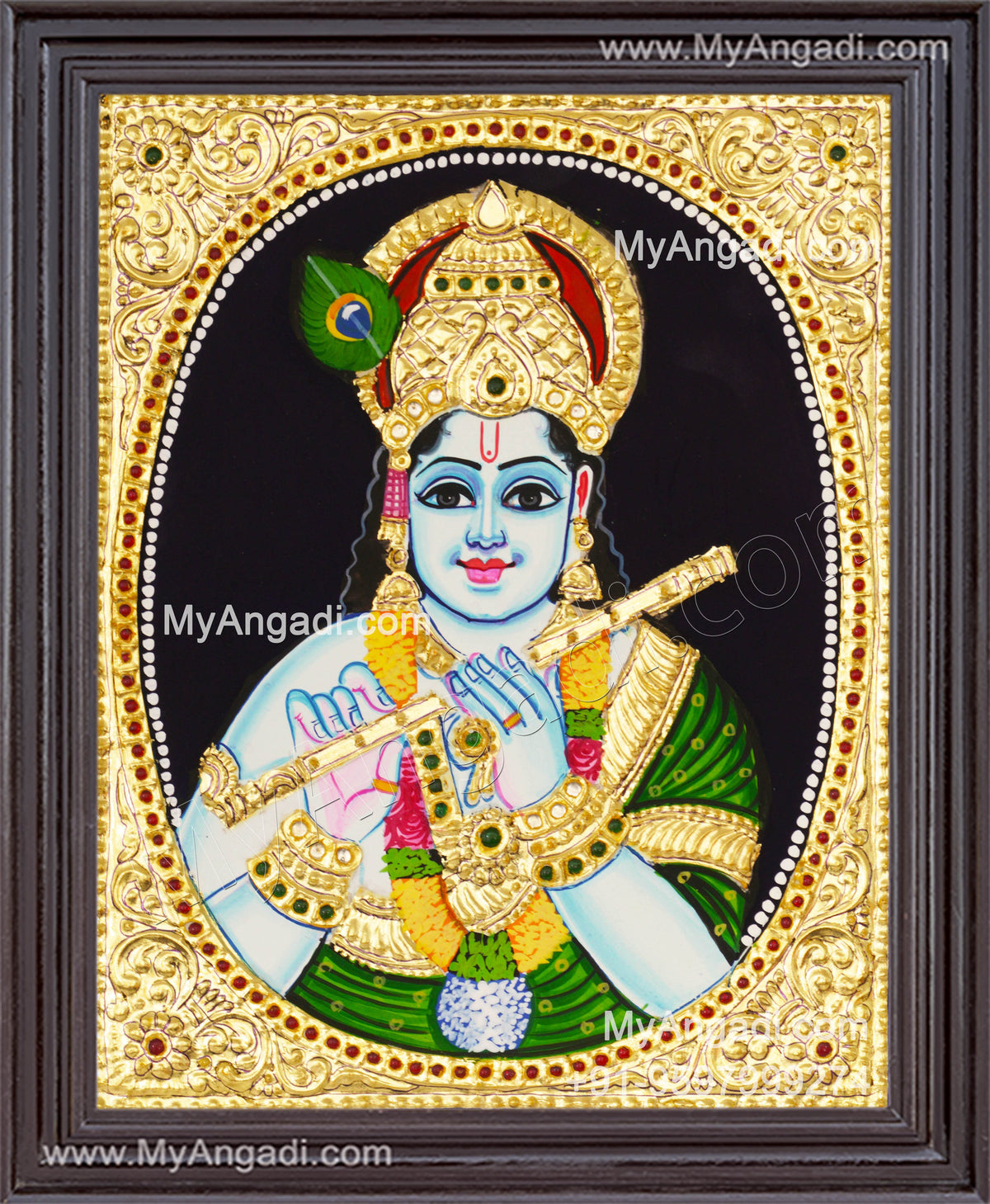Flute Krishna Tanjore Painting