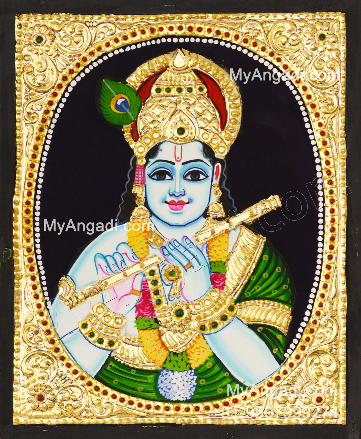 Flute Krishna Tanjore Painting