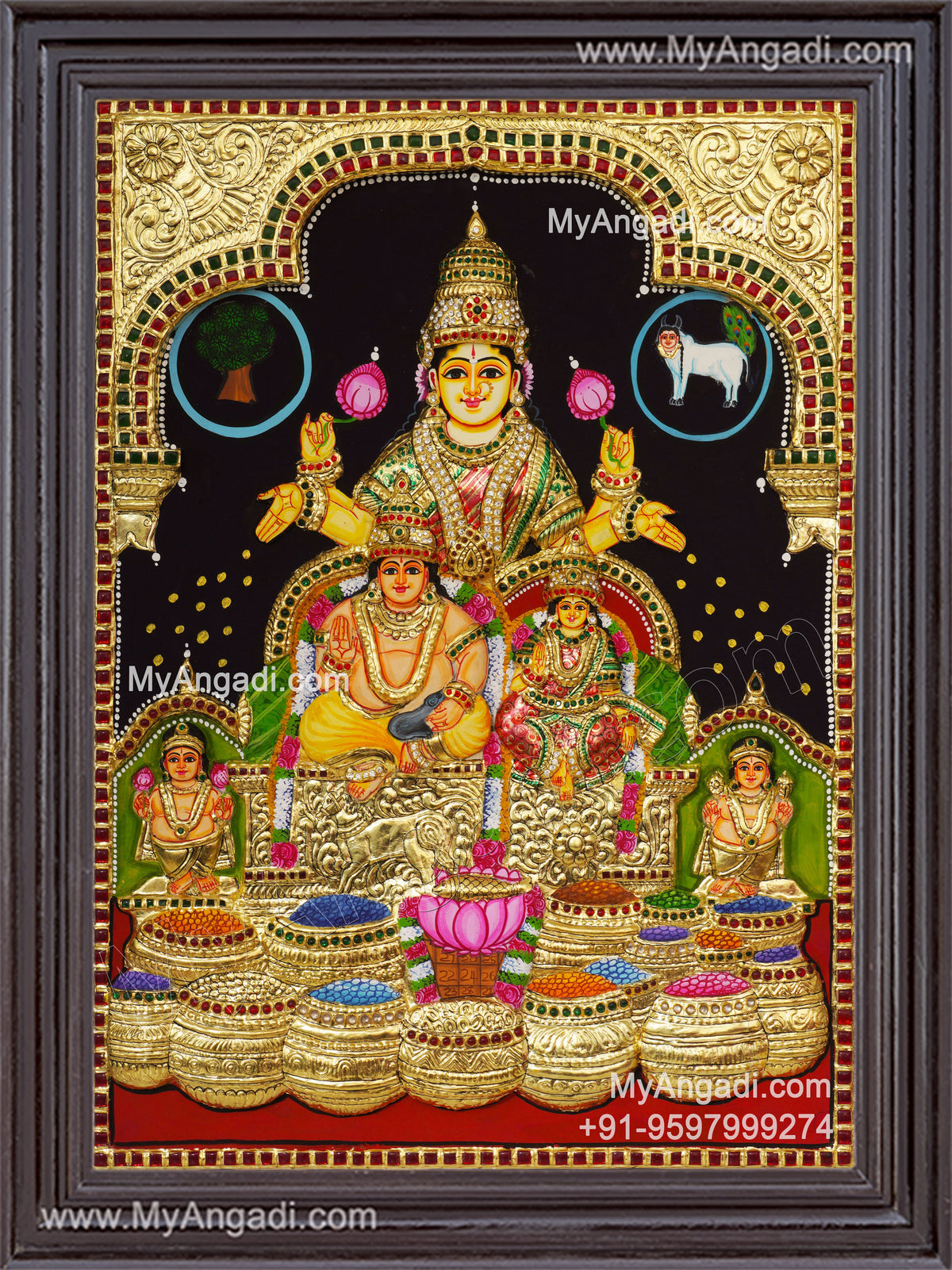 Kuber Lakshmi 2d Tanjore Painting