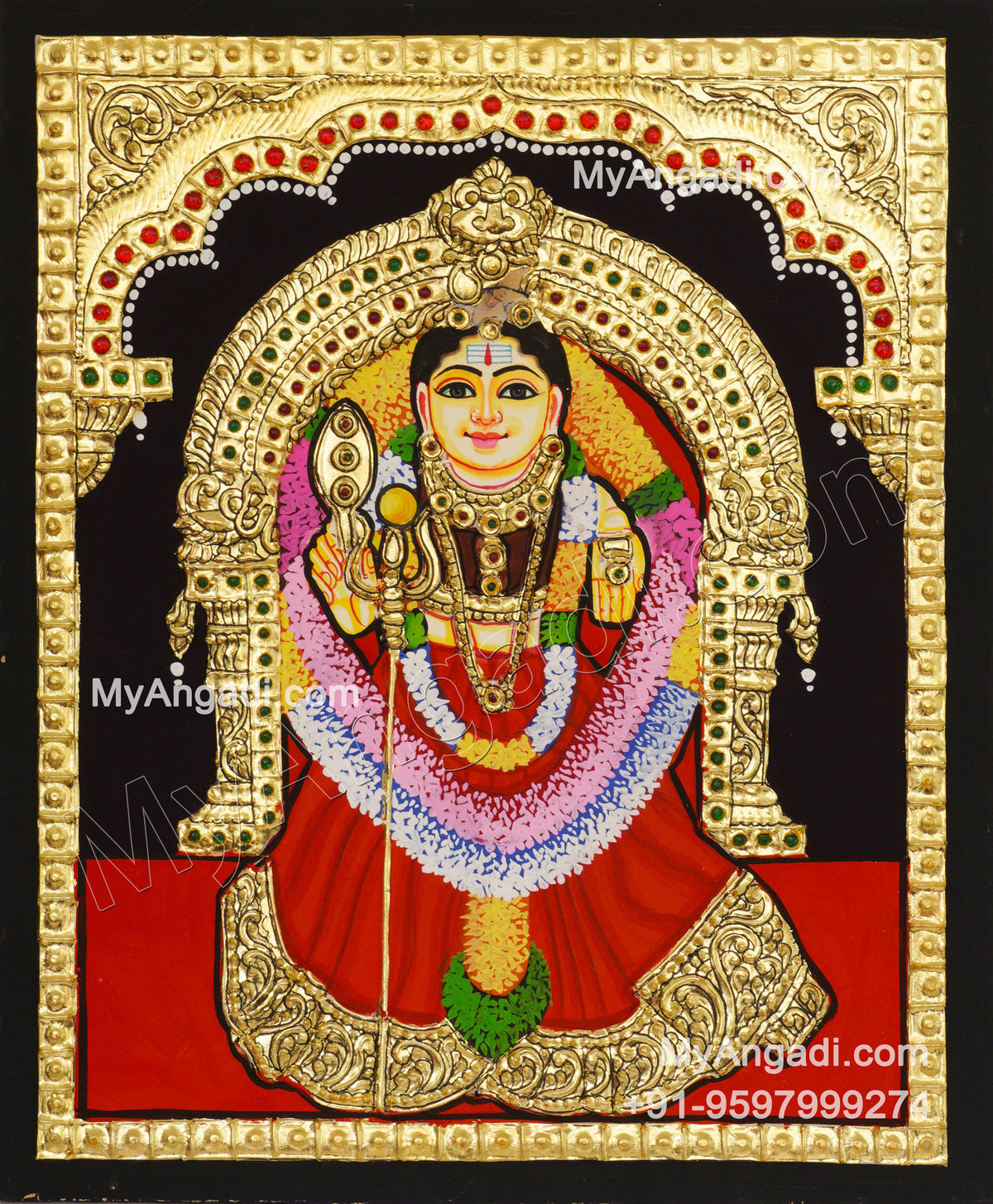 Sri vanadurgai Amman Tanjore Painting