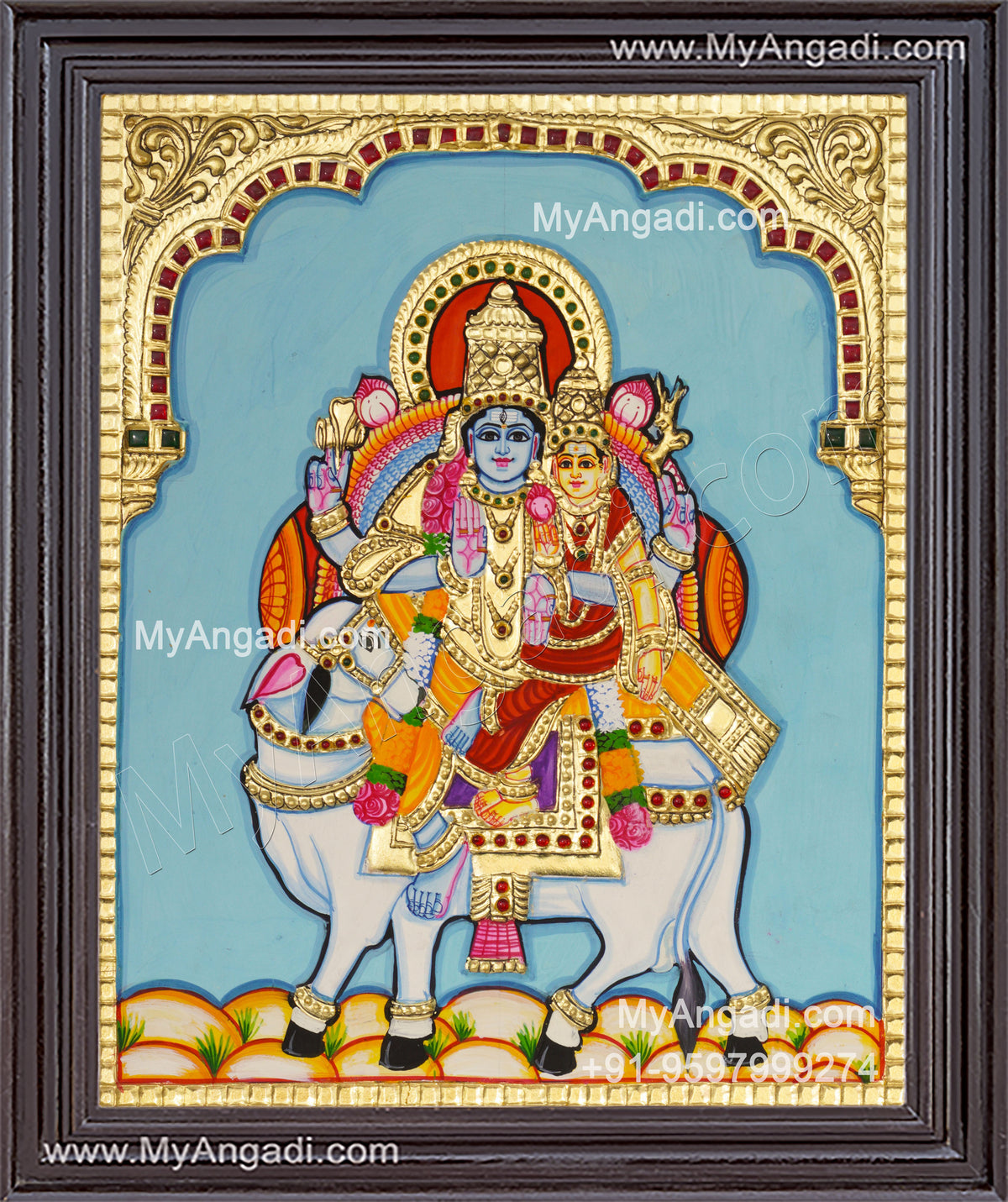 Pradosham Shivan Parvathi Tanjore Painting