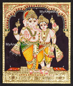 Ganesha With Murugan Tanjore Painting