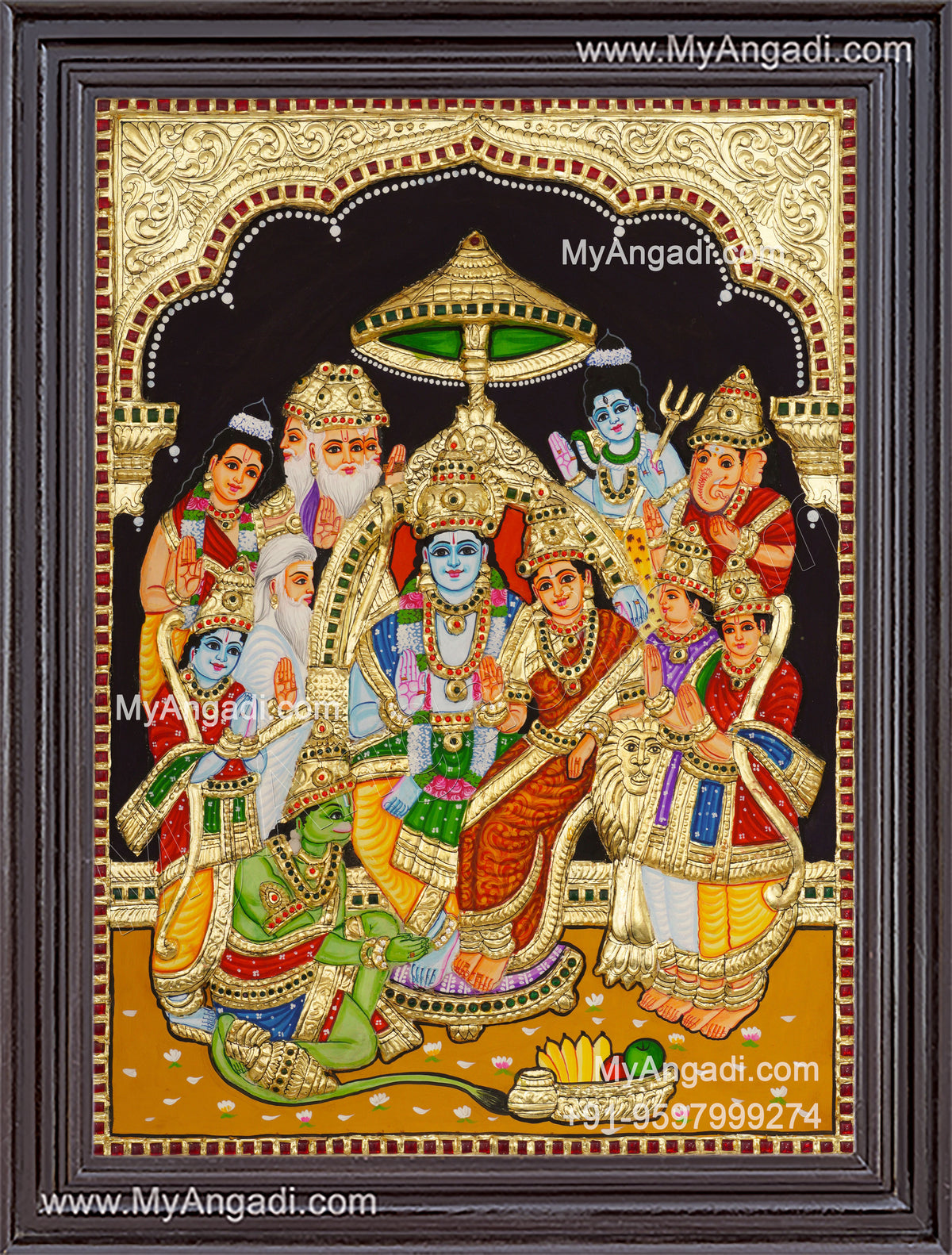 Ramar Pattabhishekam 2D Tanjore Painting