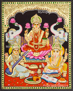 Ganesha Lakshmi Saraswathi Tanjore Painting