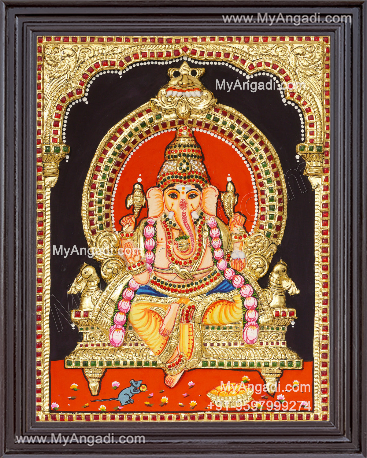 Ganesha 3d Embossed Tanjore Painting