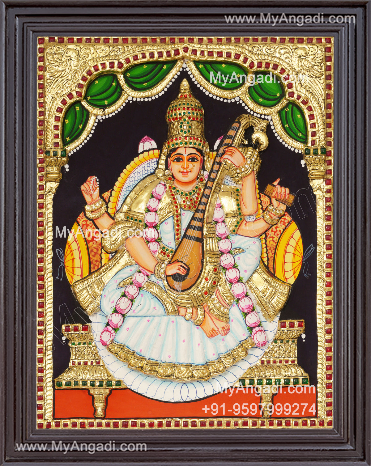 Saraswathi3D Tanjore Painting