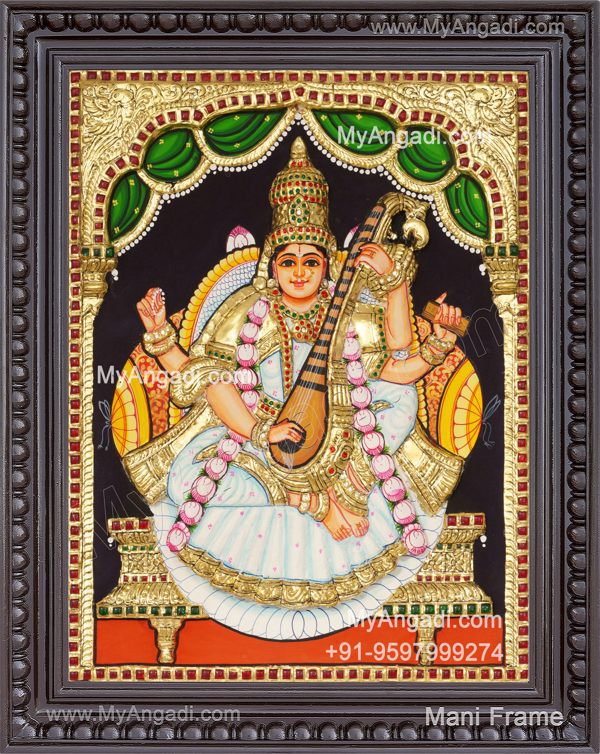 Saraswathi3D Tanjore Painting