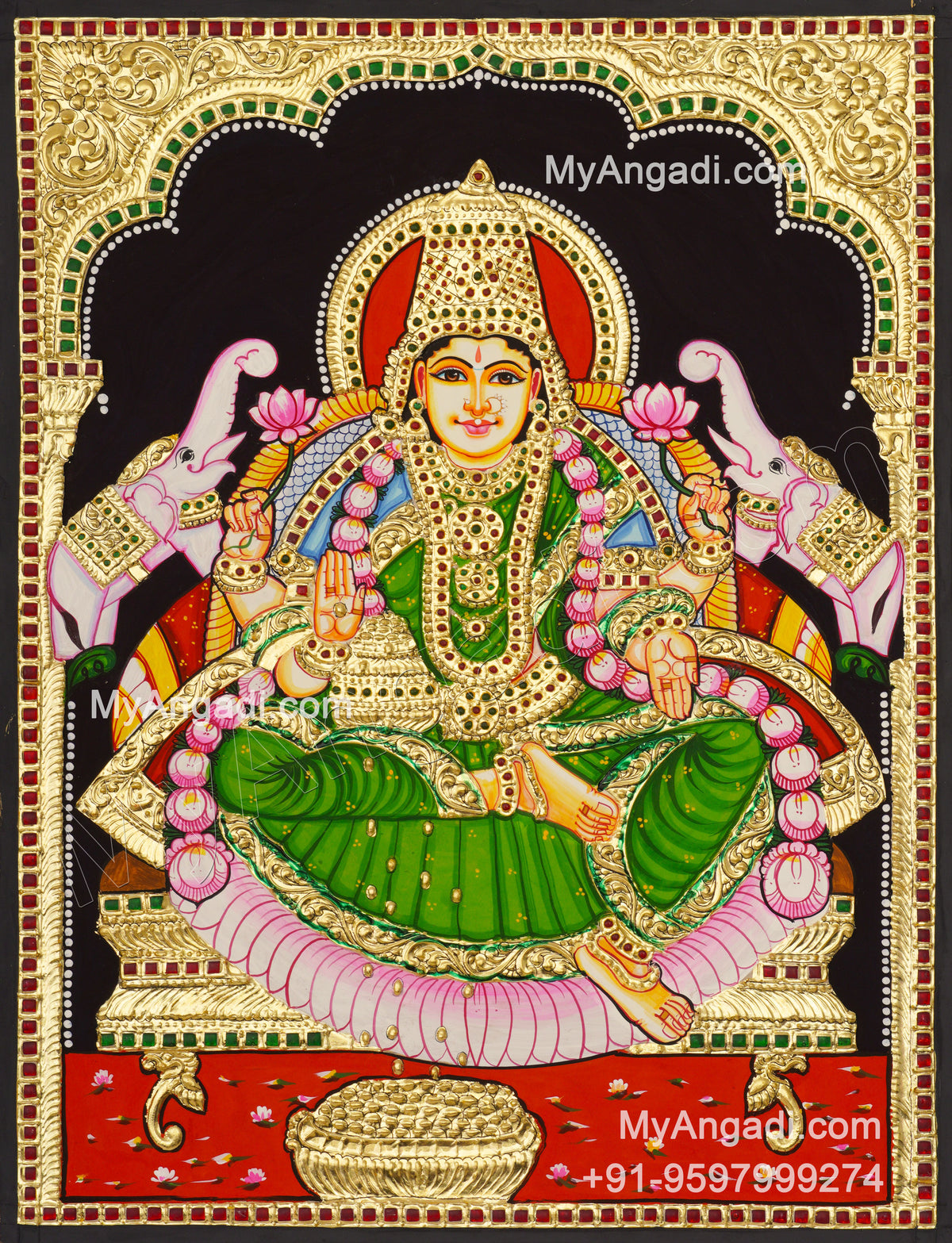 Gajalakshmi Tanjore Painting