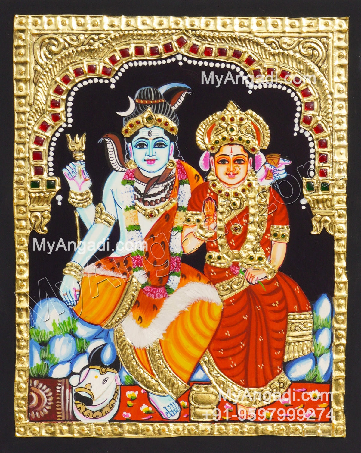 Shiva Parvathi Tanjore Painting
