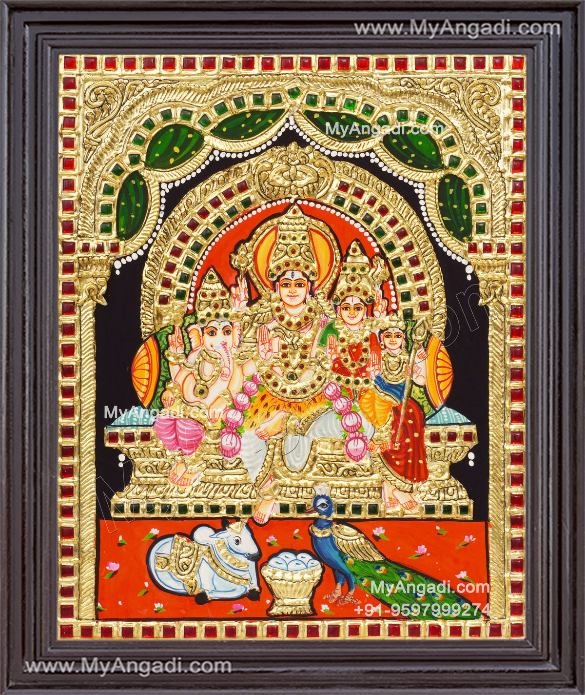 Shiva Family Tanjore Painting - Shiva Parivar