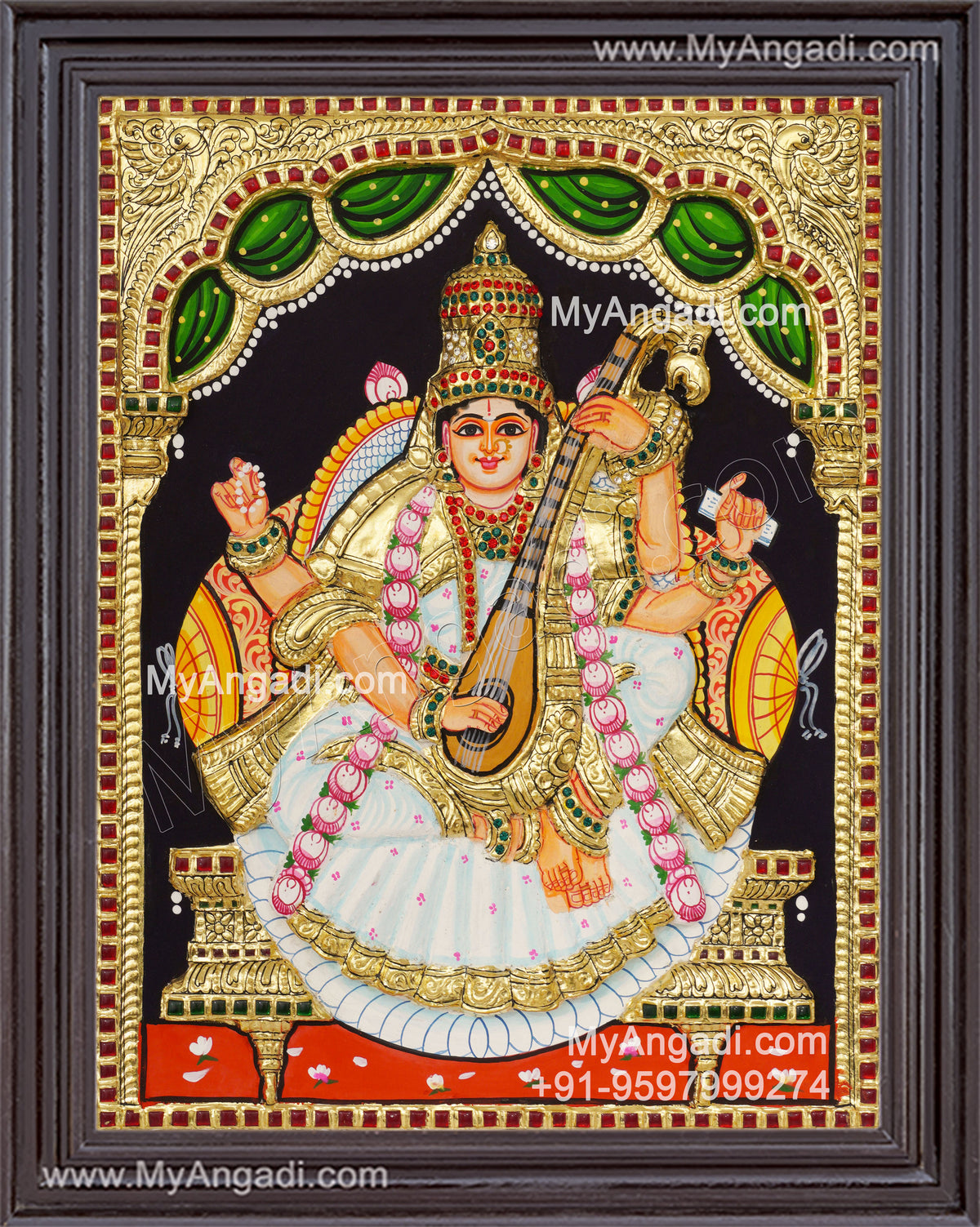 Saraswathi3D Tanjore Painting