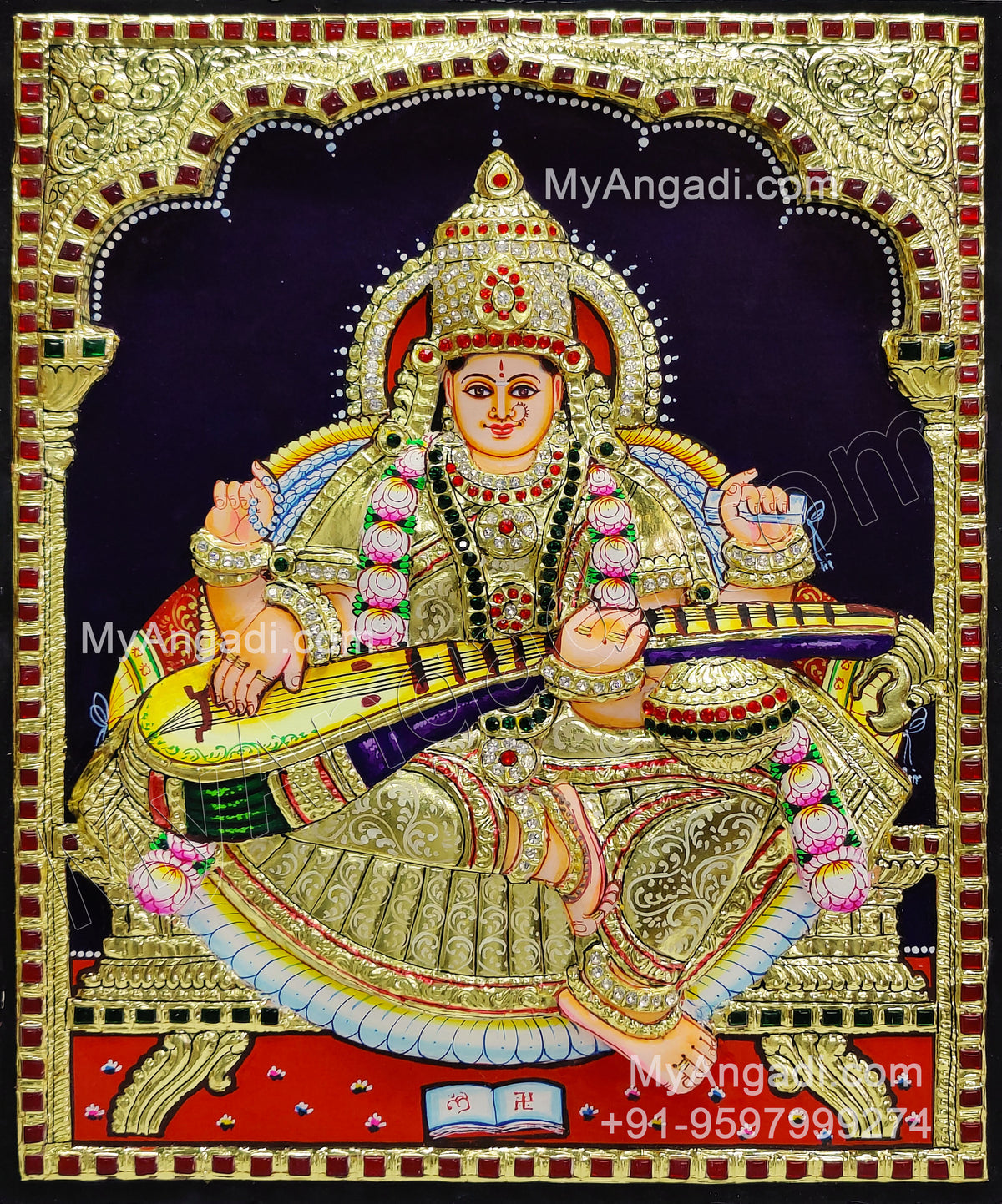 Saraswathi3D Tanjore Painting