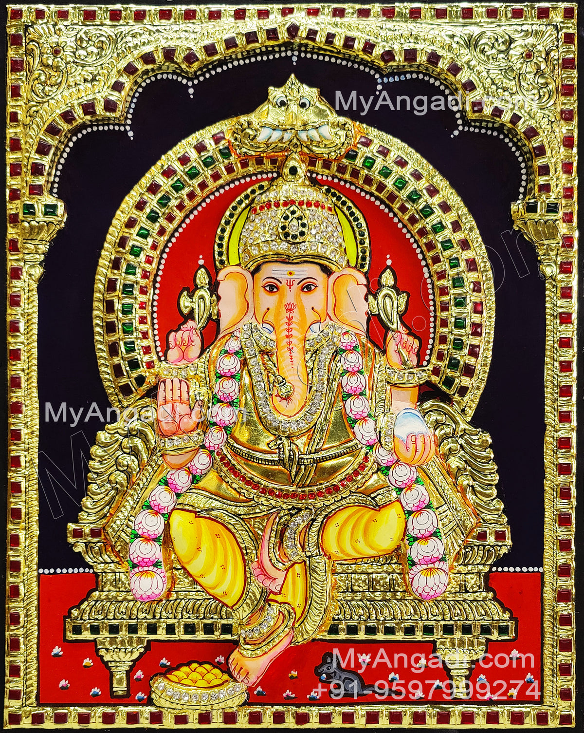 Ganesha 3D Tanjore Painting