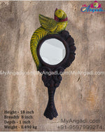 Vagai Wood Decorative Peacock Wall Decor Mirror/Hand Mirror