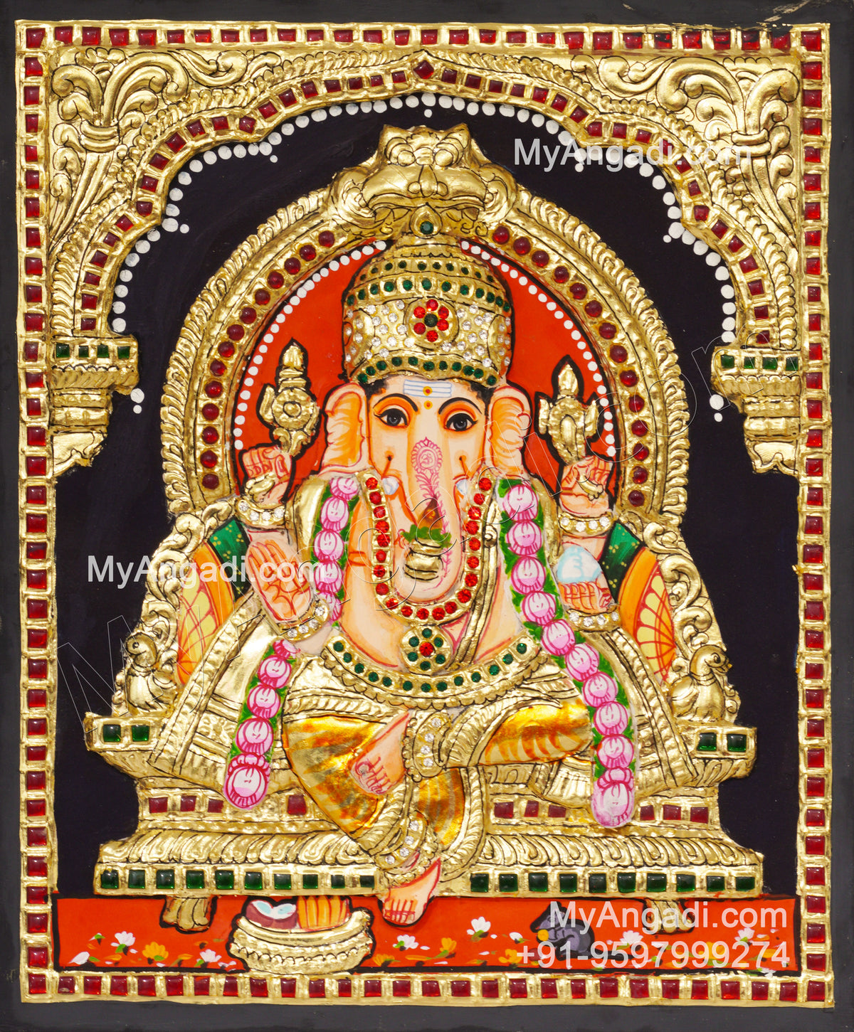 Ganesha 3D Tanjore Painting
