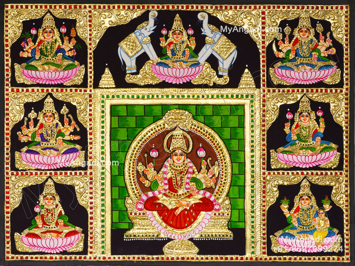Ashta Lakshmi Tanjore Painting, AshtaLakshmi Tanjore Painting