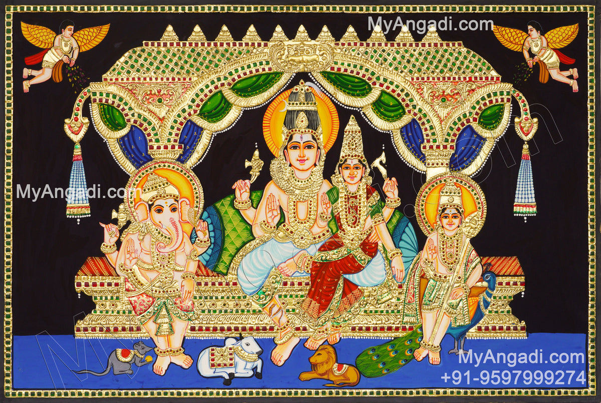 Shivan Family Tanjore Painting