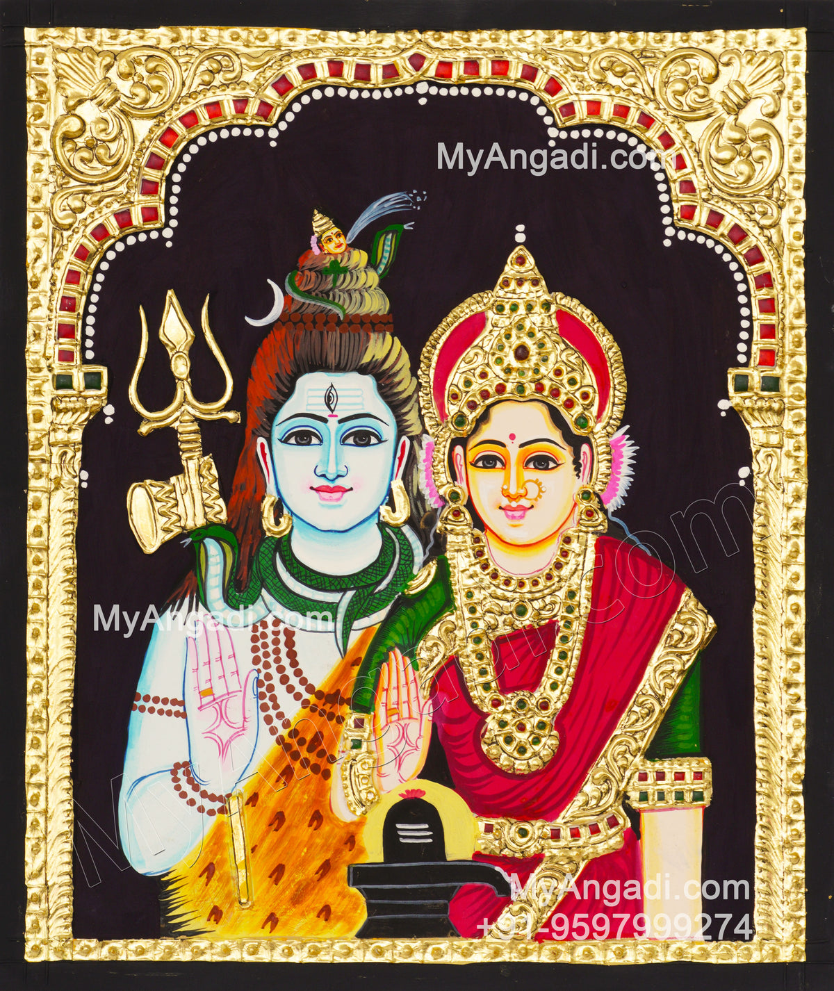 Shivan Parvathi devi Tanjore Painting