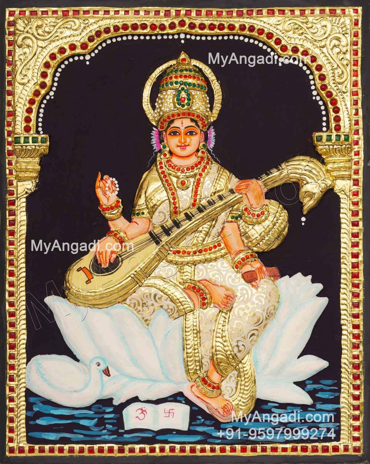 Saraswathi 3D Tanjore Painting