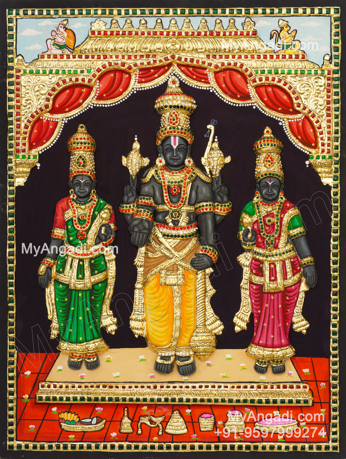 Kallazhagar 3d Embossed Tanjore Painting