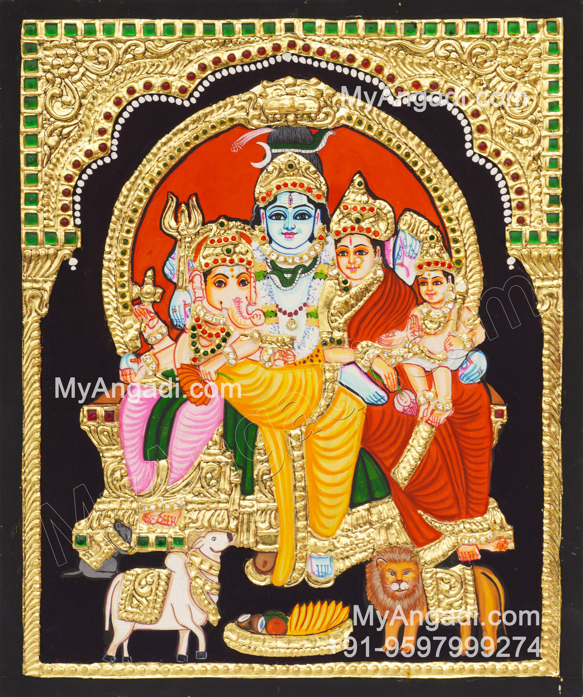Shivan Family Tanjore Painting