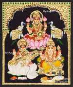 Ganesha Lakshmi Saraswathi Tanjore Painting