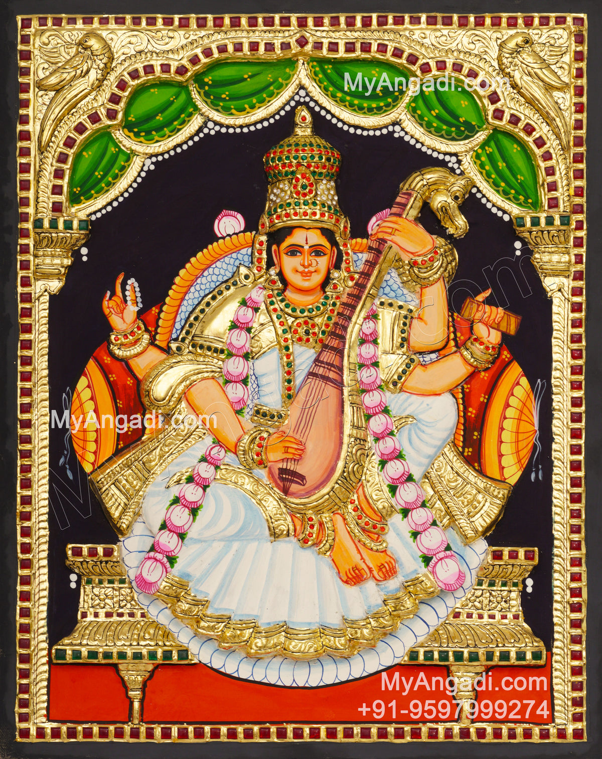 Saraswathi3D Tanjore Painting