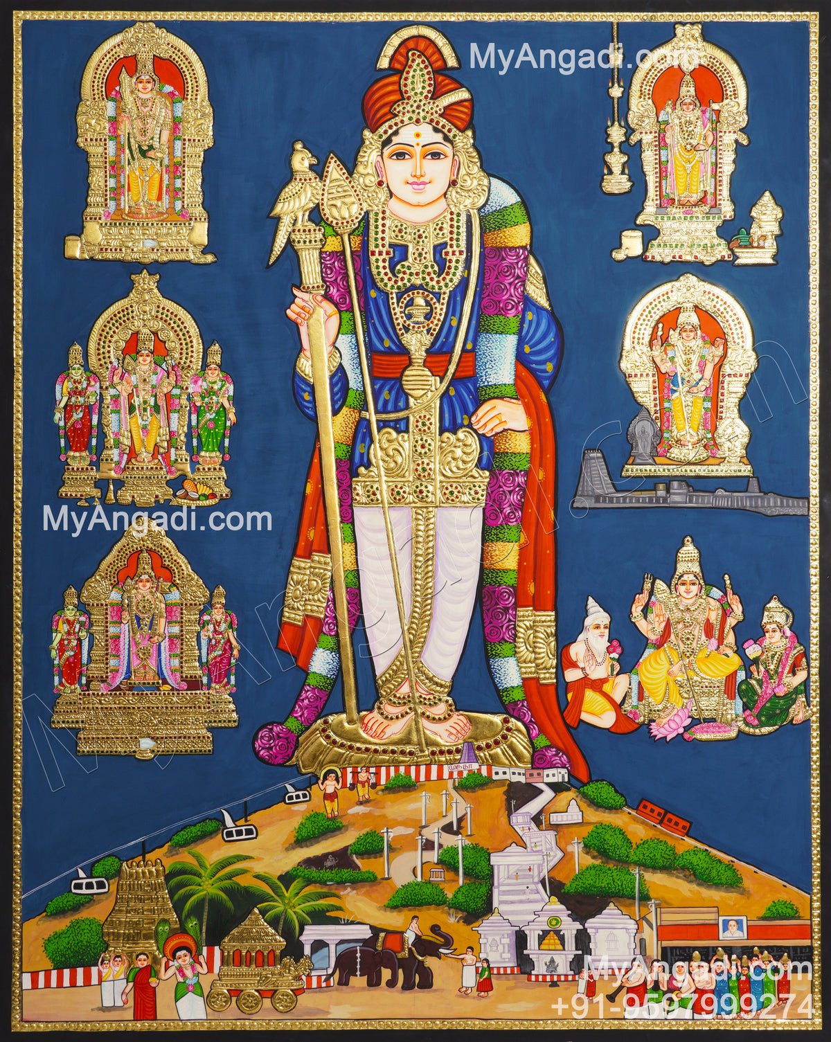 Arupadai Veetu Murugar Tanjore Painting