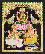 Ganesha Lakshmi Saraswathi Tanjore Painting