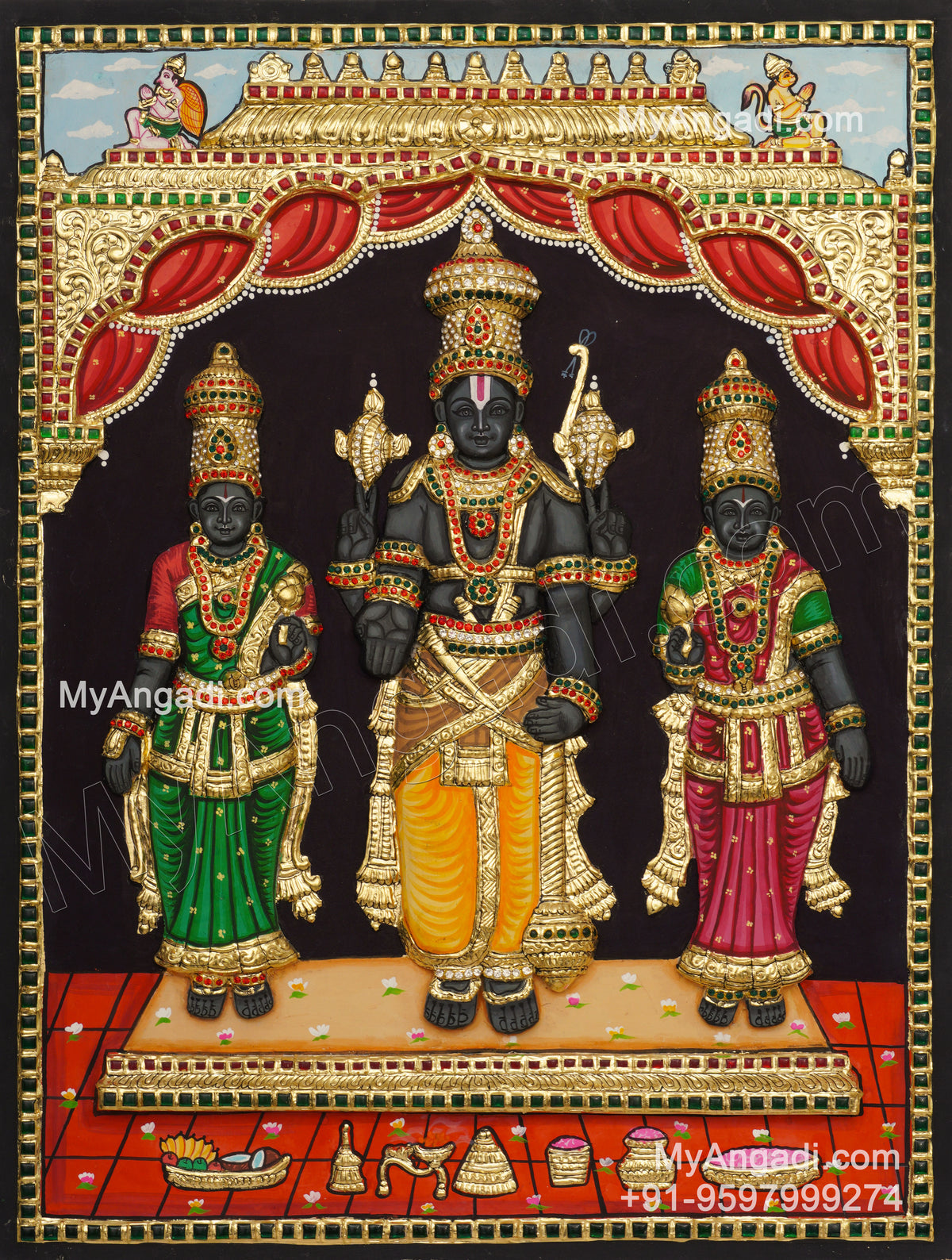 Kallazhagar 3d Embossed Tanjore Painting