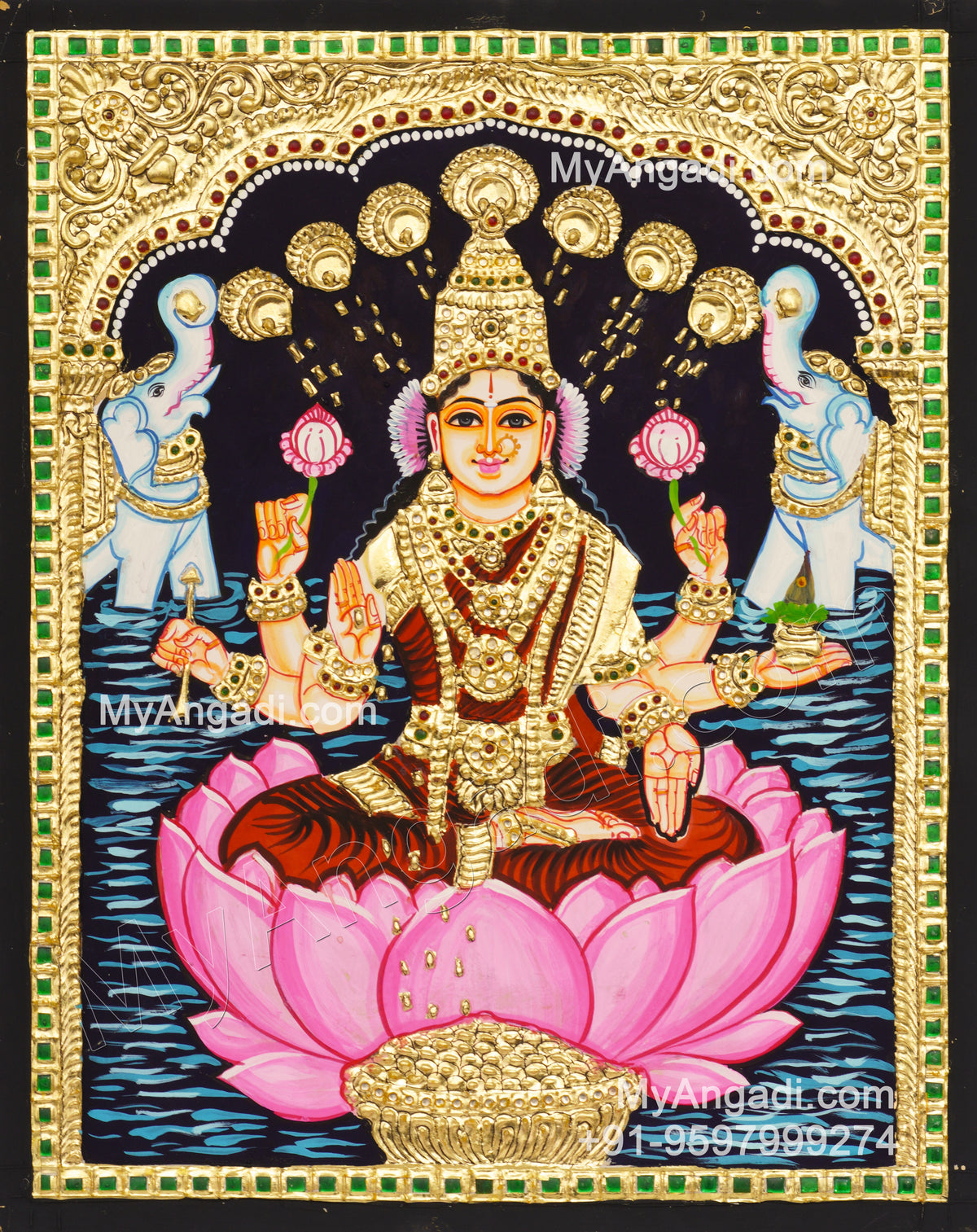 Gajalakshmi Tanjore Painting