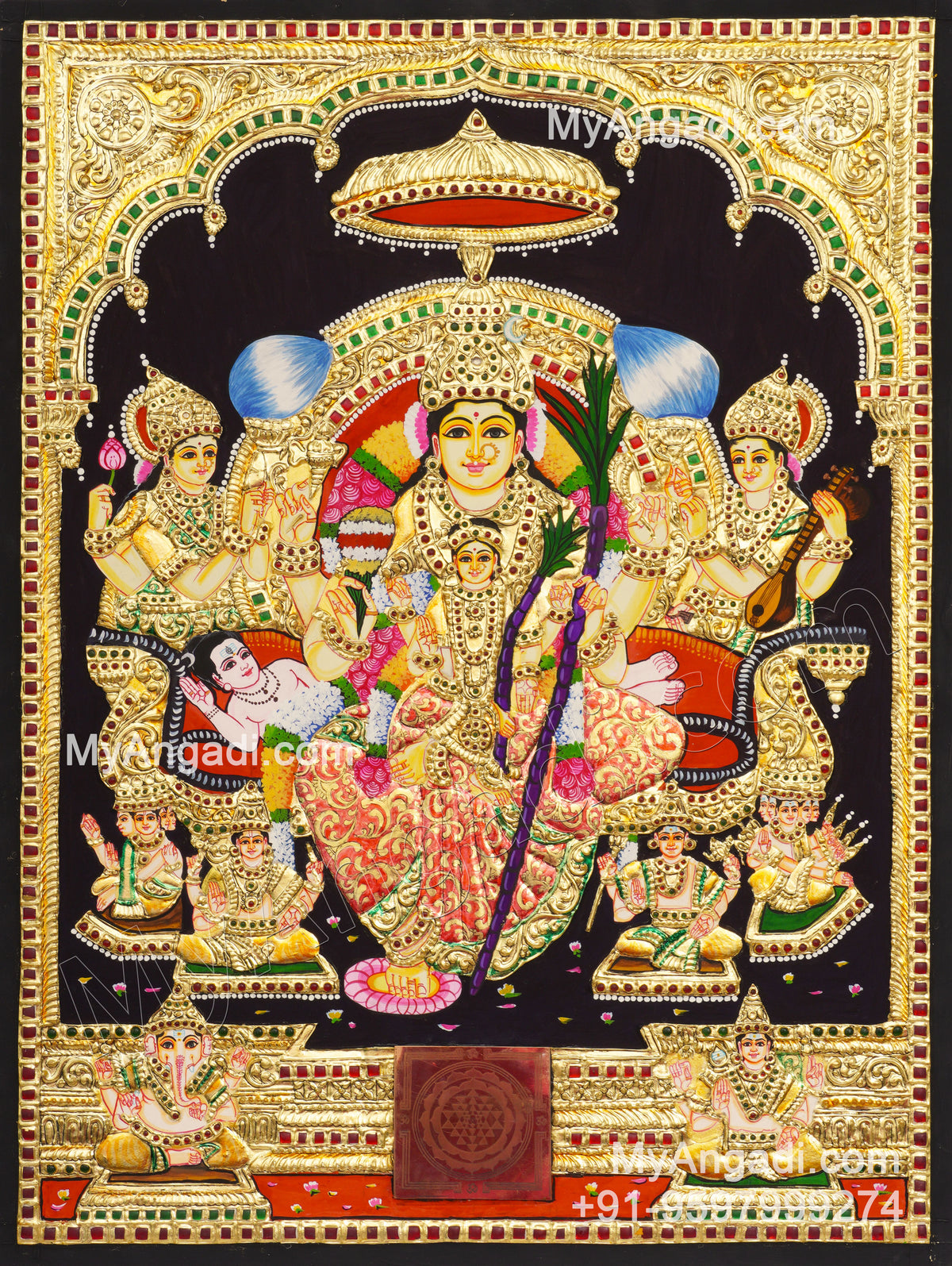 Raja Rajeshwari Tanjore Painting