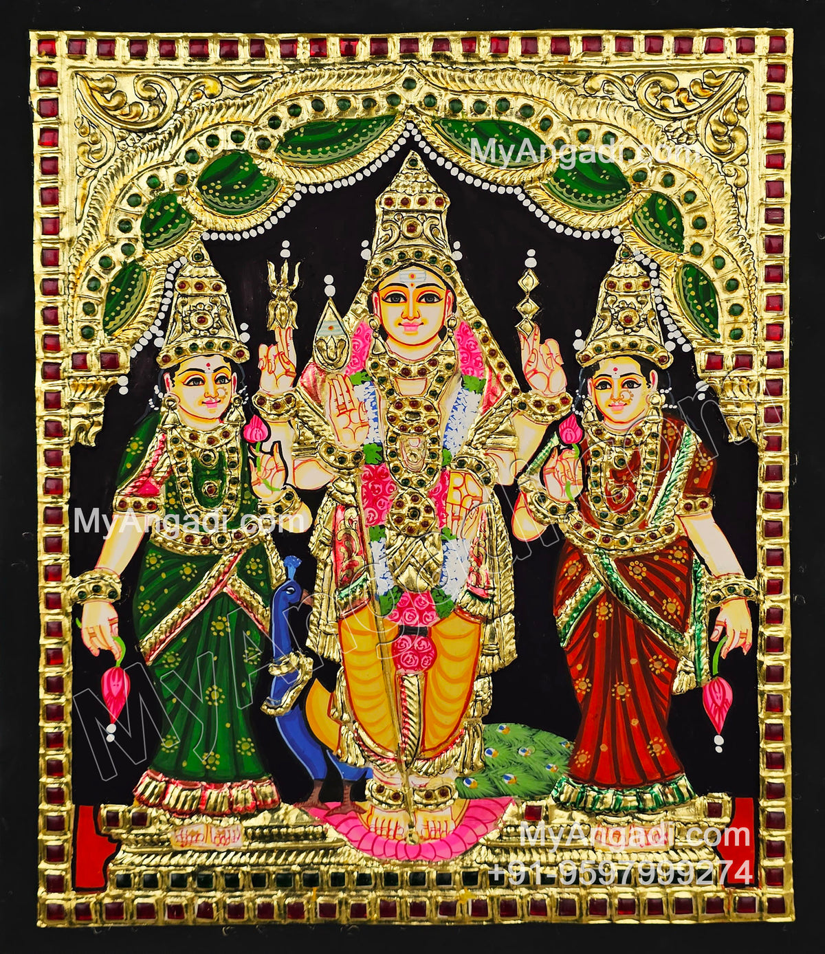 Murugan Valli Deivanai Tanjore Painting