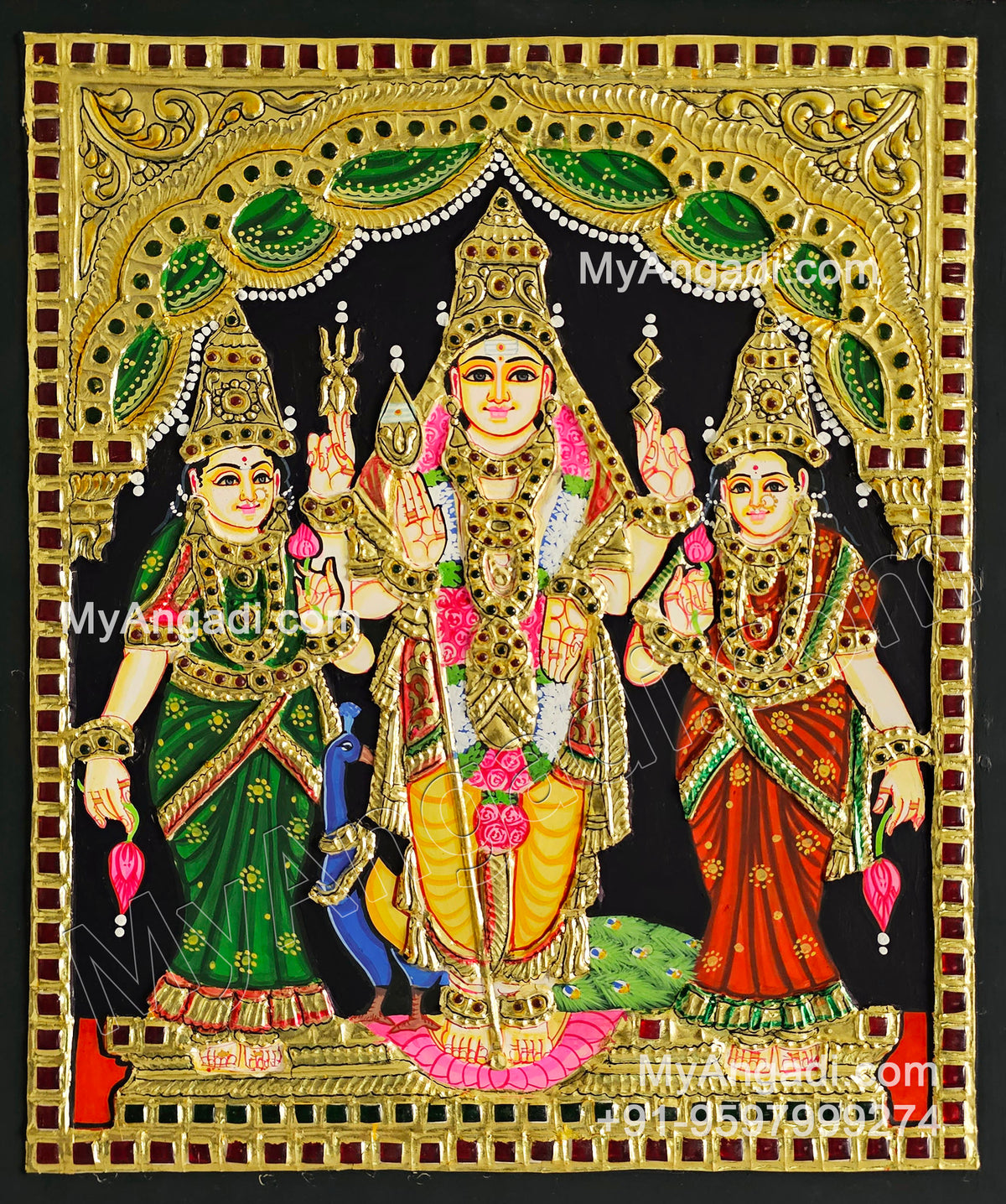Murugan Valli Deivanai Tanjore Painting