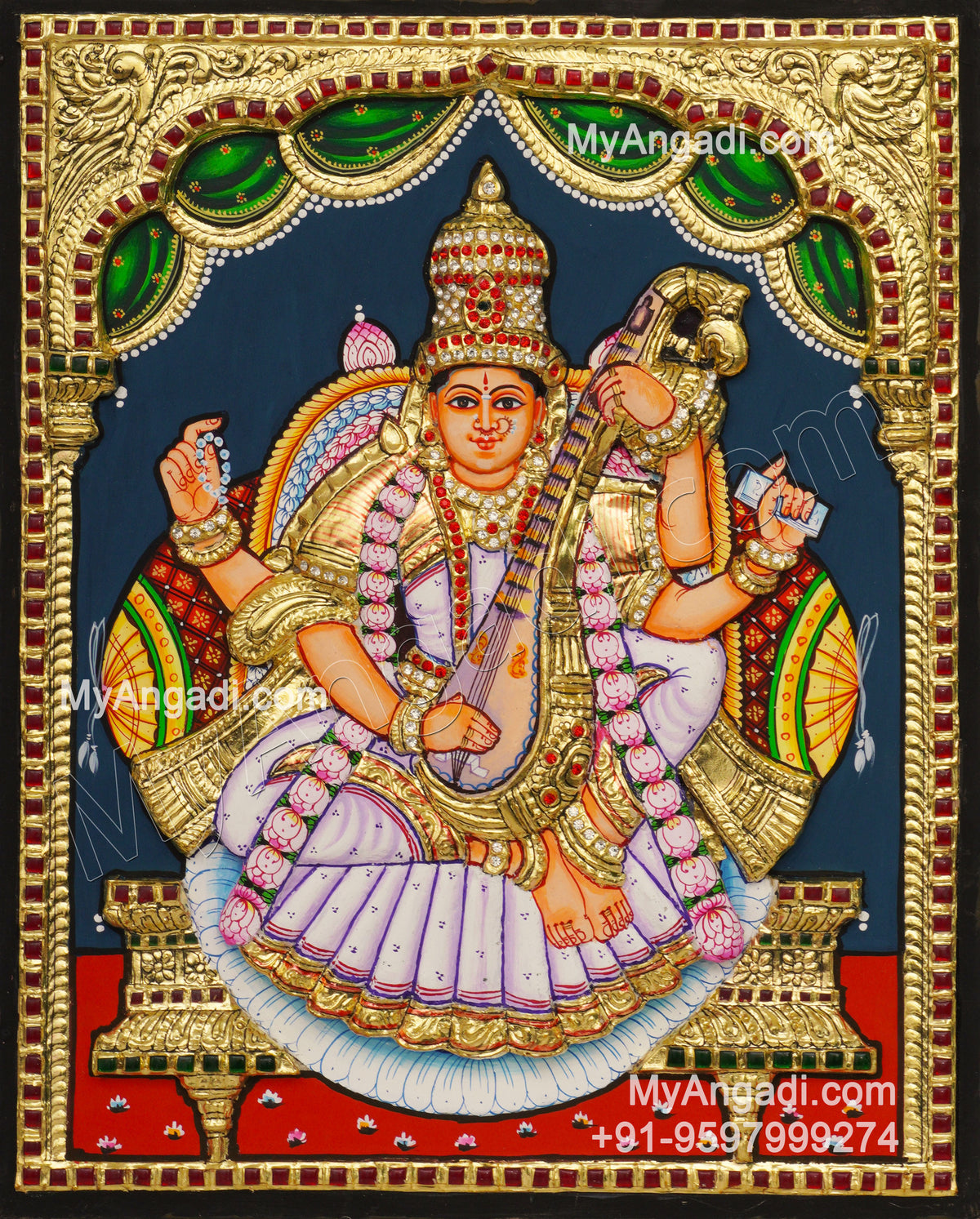 Saraswathi 3D Tanjore Painting