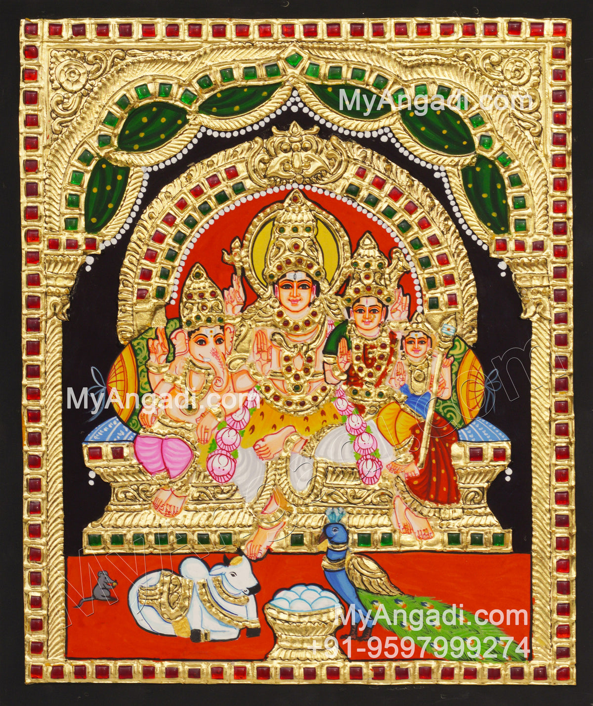 Shiva Family Tanjore Painting - Shiva Parivar