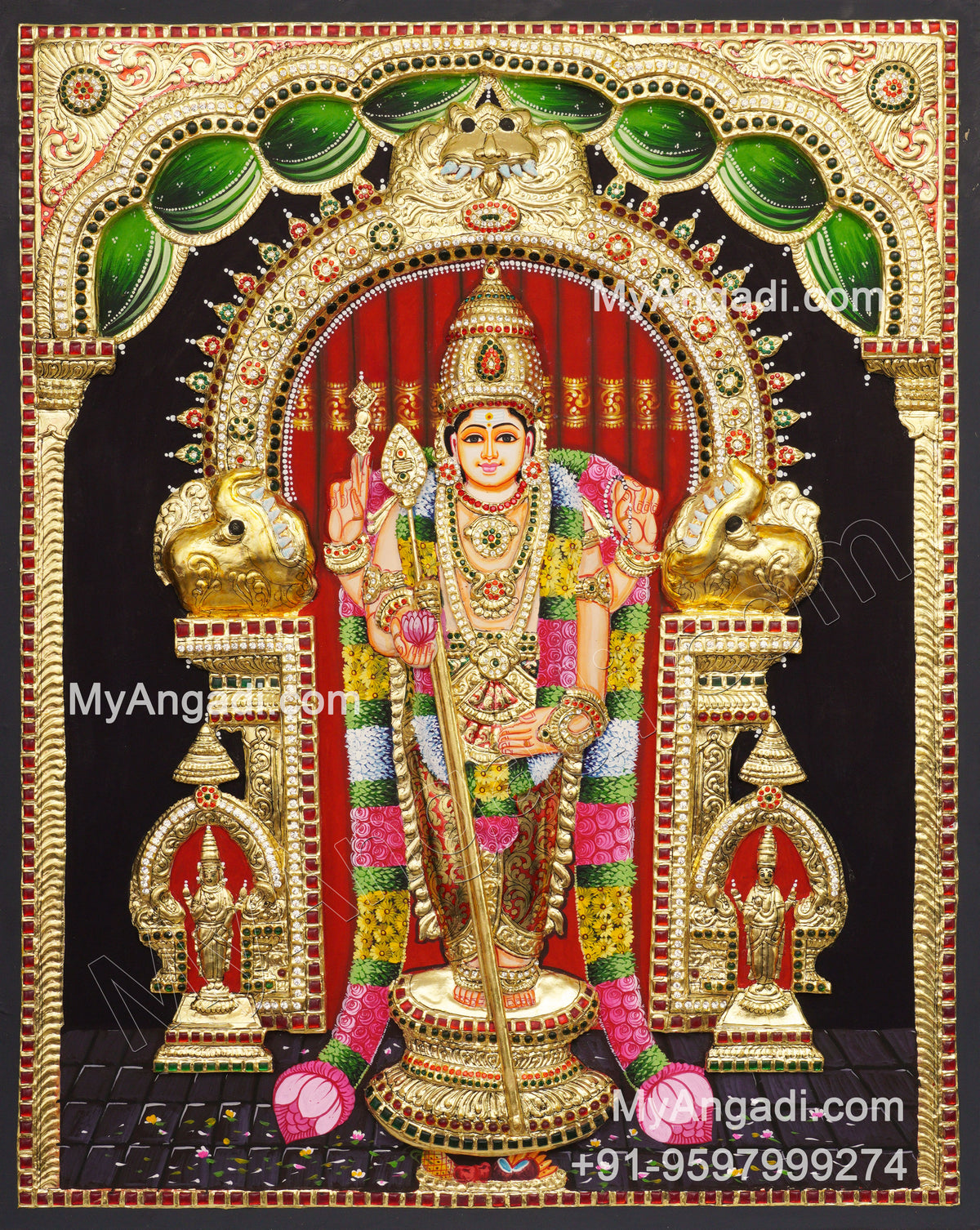 Thiruchendur Murugan 3D Tanjore Painting