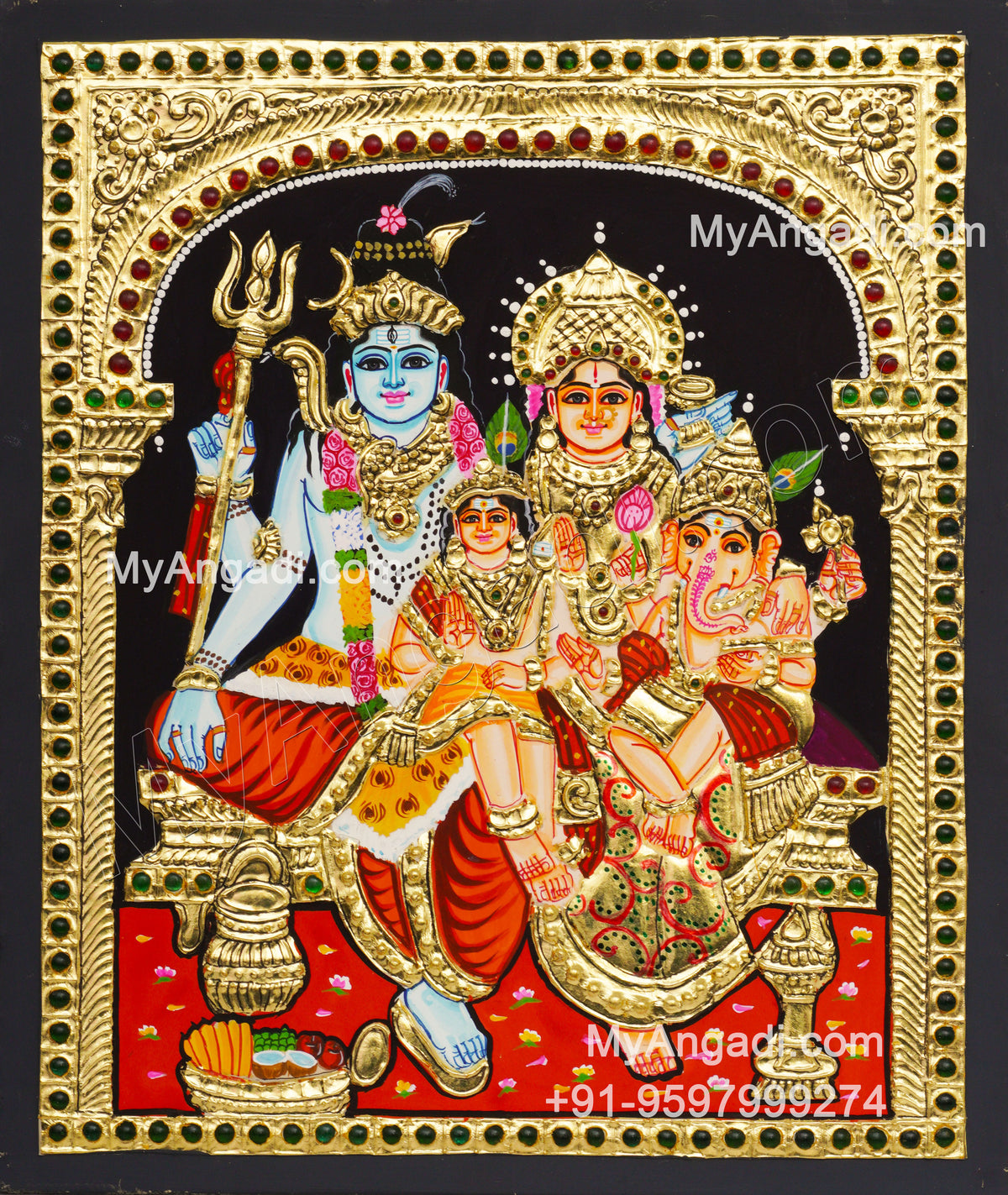Shivan Family Tanjore Painting
